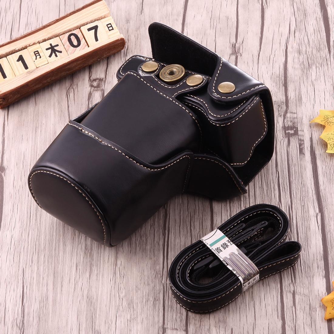 Full Body Camera PU Leather Case Bag with Strap for Canon EOS M3 (Black)