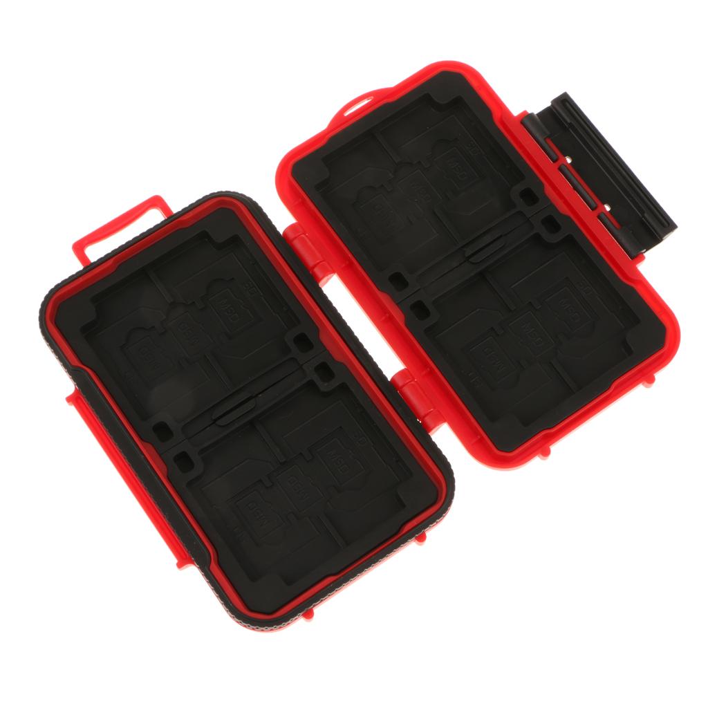 24 Slots Memory Card Case Carrying Holder Storage Box for CF Cards & TF Cards & SD Cards Red