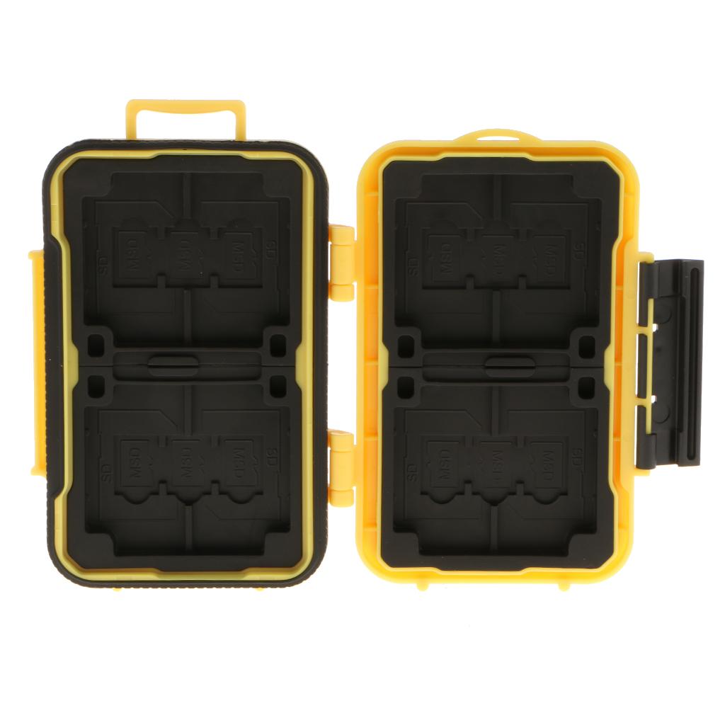 24 Slots Memory Card Case Carrying Holder Storage Box for CF Cards & TF Cards & SD Cards Yellow