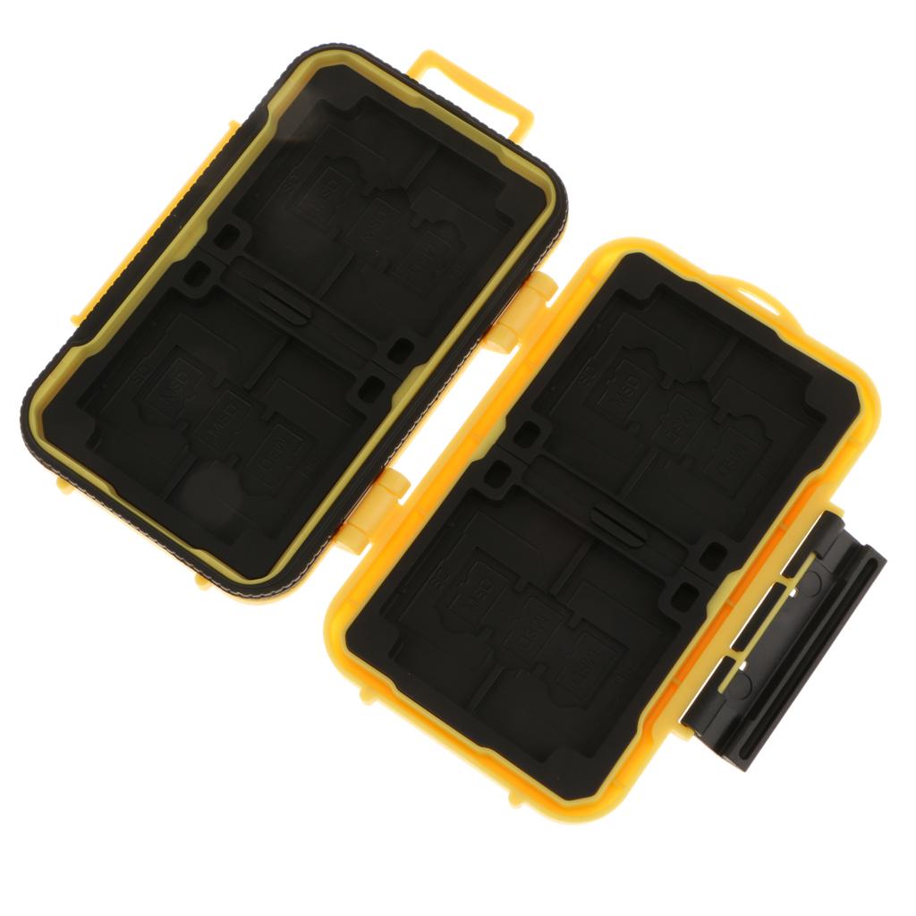 24 Slots Memory Card Case Carrying Holder Storage Box for CF Cards & TF Cards & SD Cards Yellow