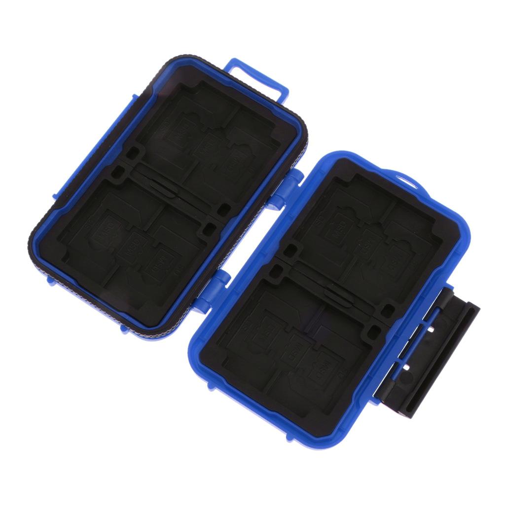 24 Slots Memory Card Case Carrying Holder Storage Box for CF Cards & TF Cards & SD Cards Blue