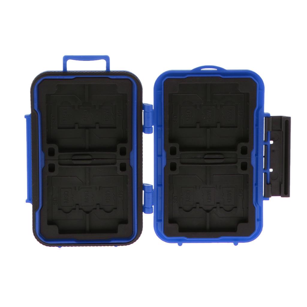 24 Slots Memory Card Case Carrying Holder Storage Box for CF Cards & TF Cards & SD Cards Blue
