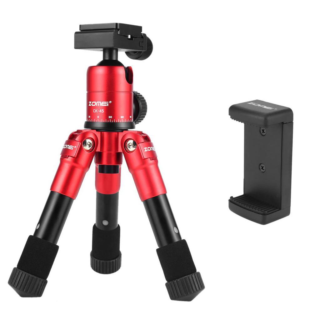 Compact Desktop Mini Tripod Holder Stand with 360 Degree Ball Head for DSLR Red