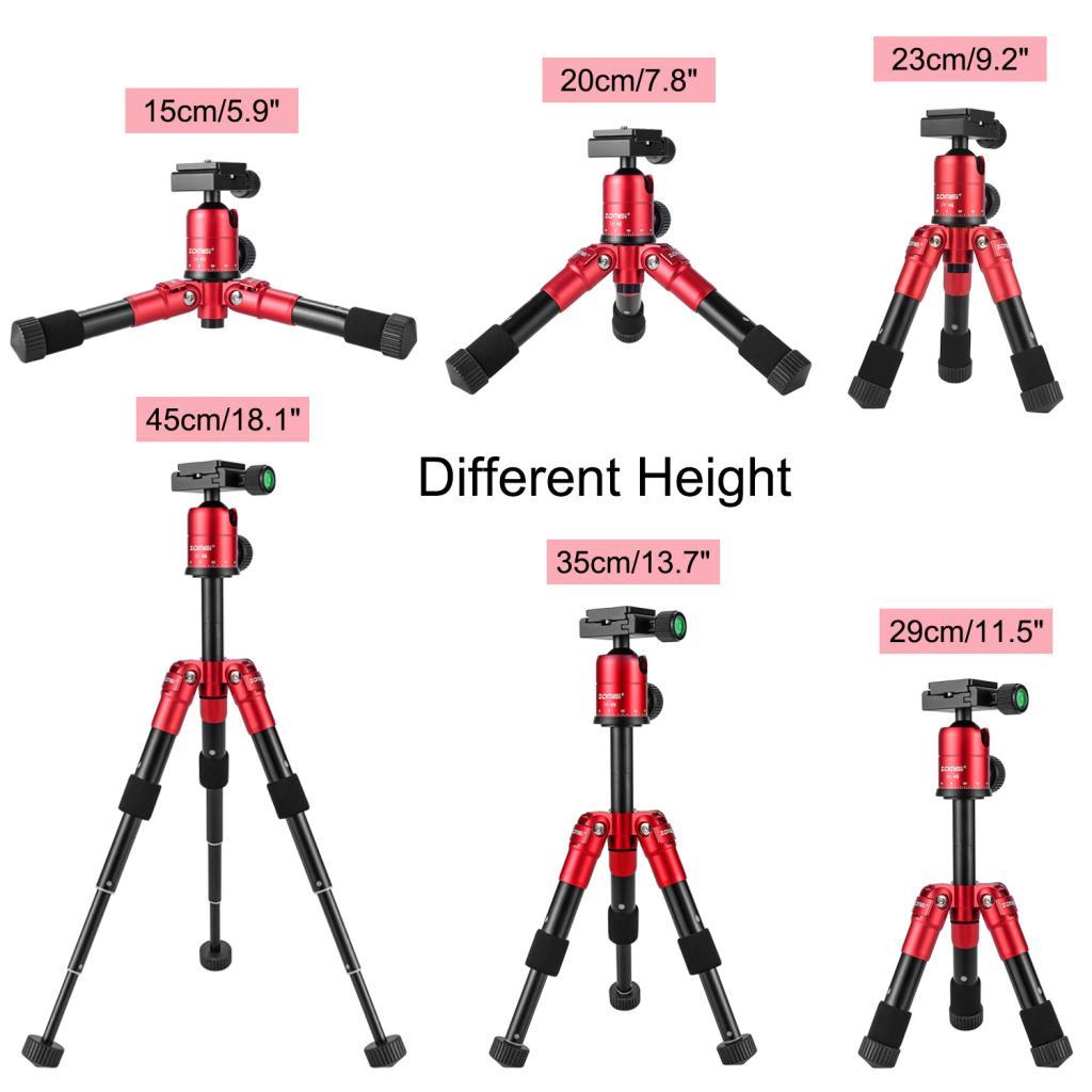 Compact Desktop Mini Tripod Holder Stand with 360 Degree Ball Head for DSLR Red