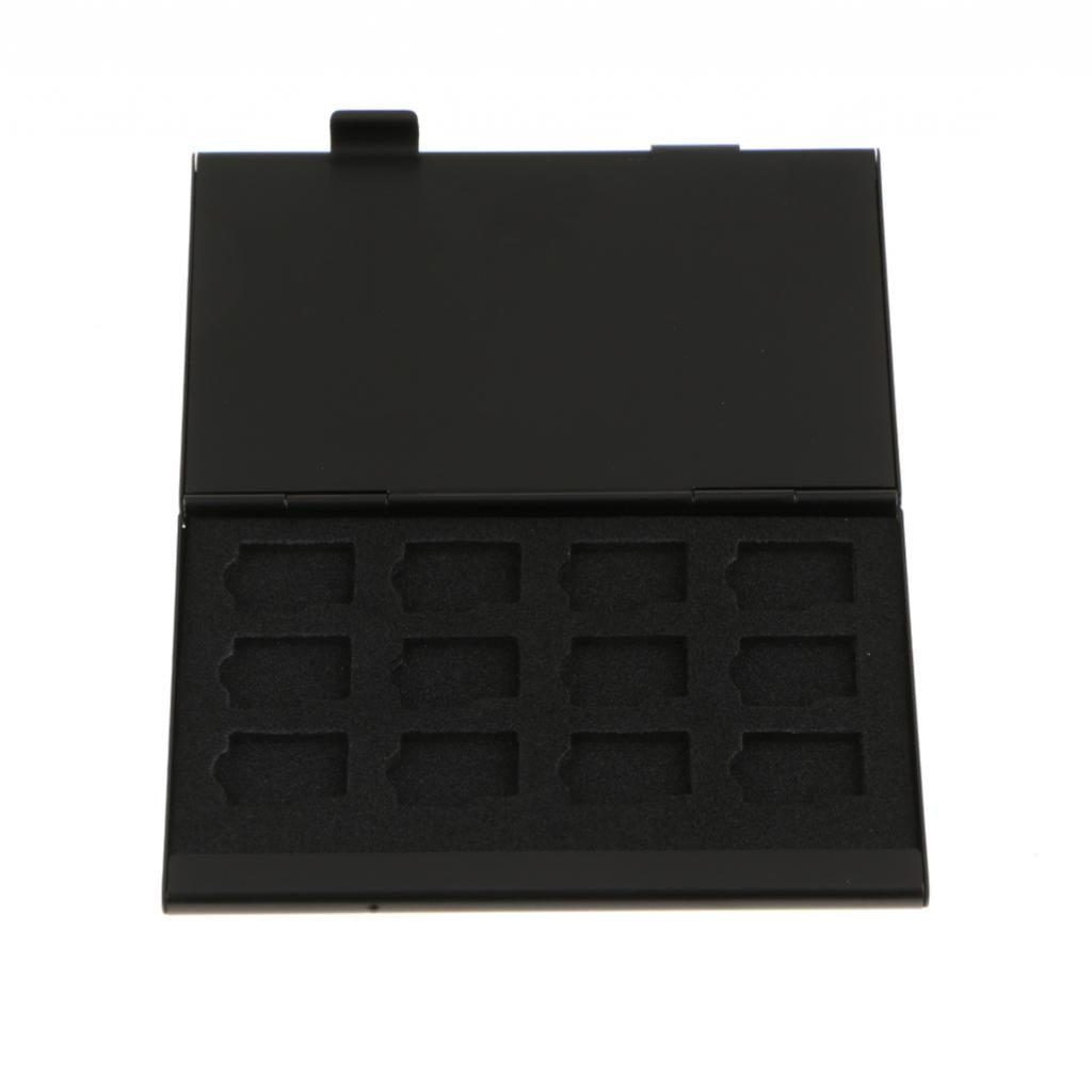 24 Pcs TF Slots Aluminum Alloy Memory Card Storage Box Protect Holder Black