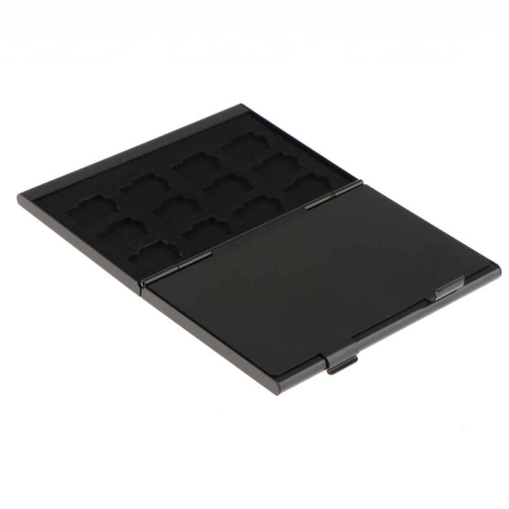 24 Pcs TF Slots Aluminum Alloy Memory Card Storage Box Protect Holder Black