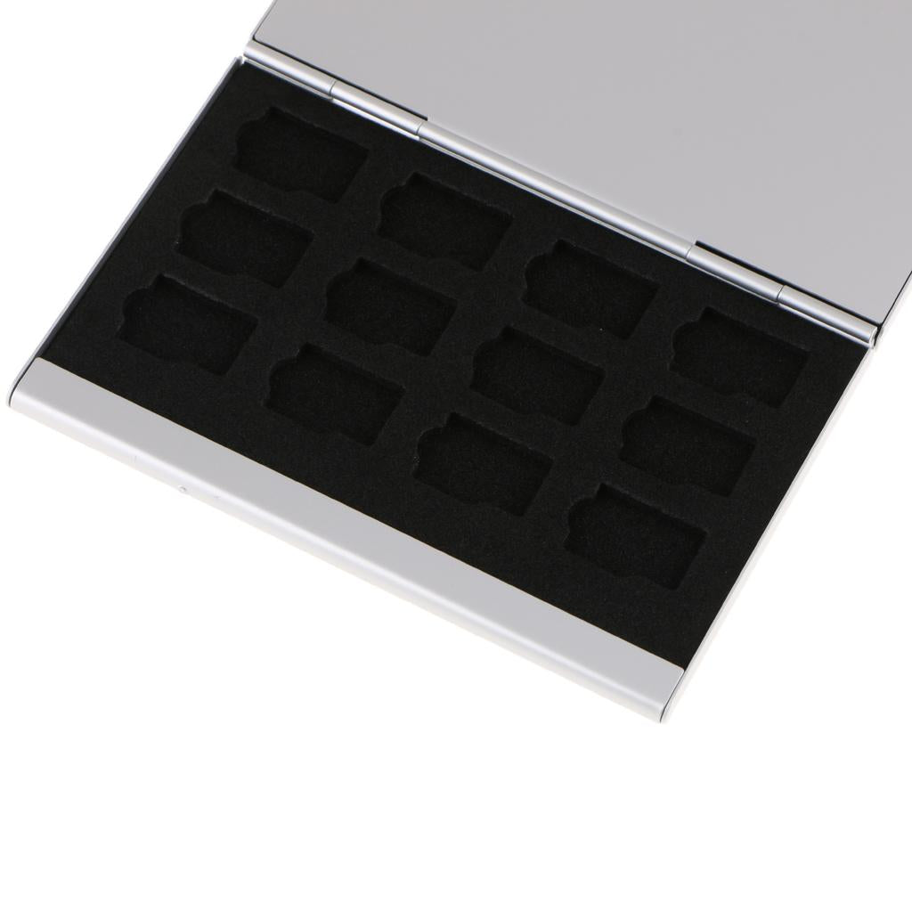 24 Pcs TF Slots Aluminum Alloy Memory Card Storage Box Protect Holder Silver