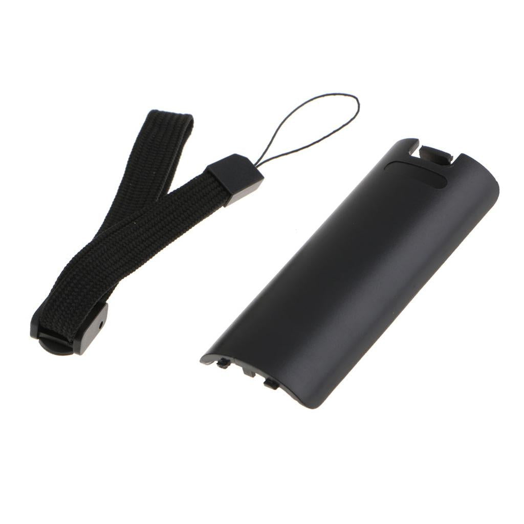 Battery Cover Back Door Case Lid + Wrist Strap for Wii Remote Control Black