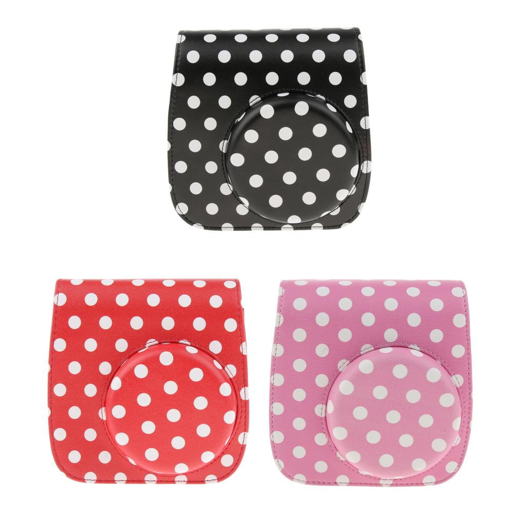 Carrying Bag PU Leather Shoulder Case Cover for Polaroid Mini 8/8+/9 Black