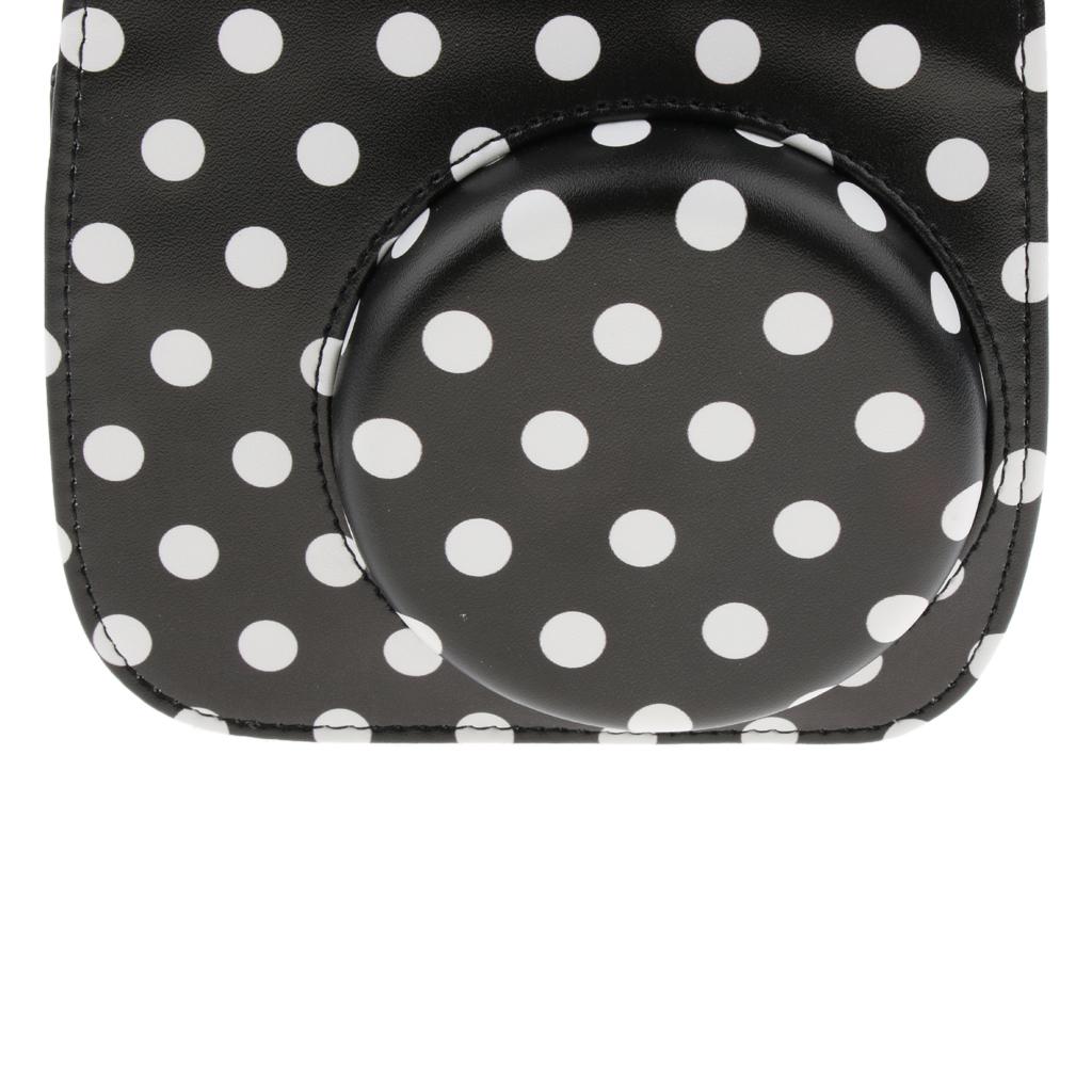 Carrying Bag PU Leather Shoulder Case Cover for Polaroid Mini 8/8+/9 Black