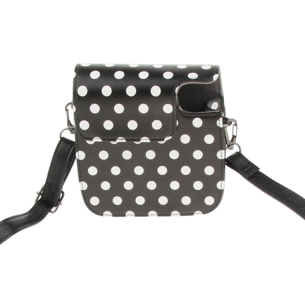 Carrying Bag PU Leather Shoulder Case Cover for Polaroid Mini 8/8+/9 Black