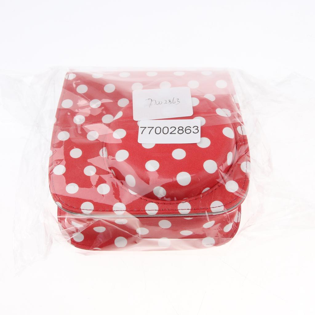 Carrying Bag PU Leather Shoulder Case Cover for Polaroid Mini 8/8+/9 Red with White Dot