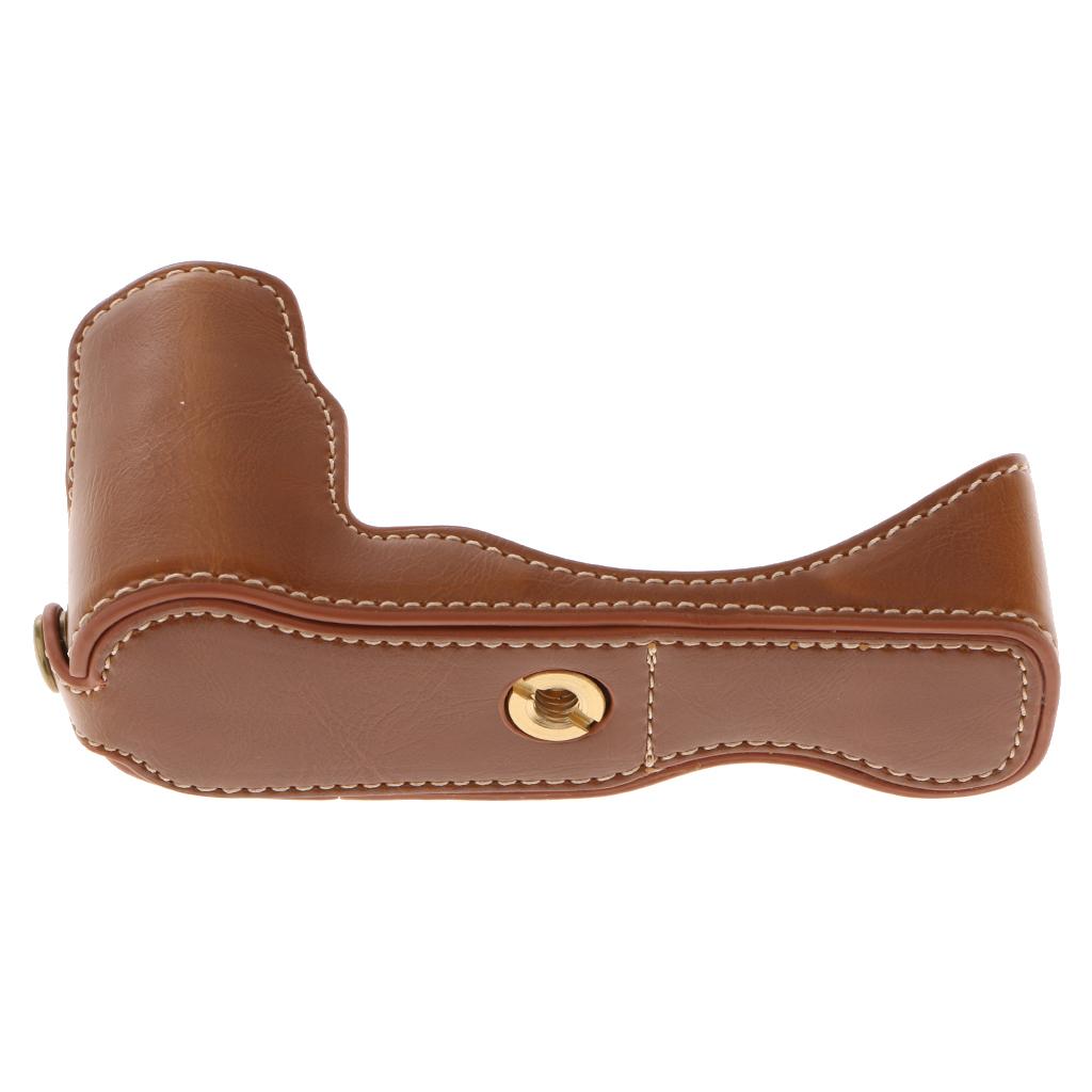 PU Leather Half Body Set Cover Hard Bag Bottom Case for Fujifilm X 70 Brown