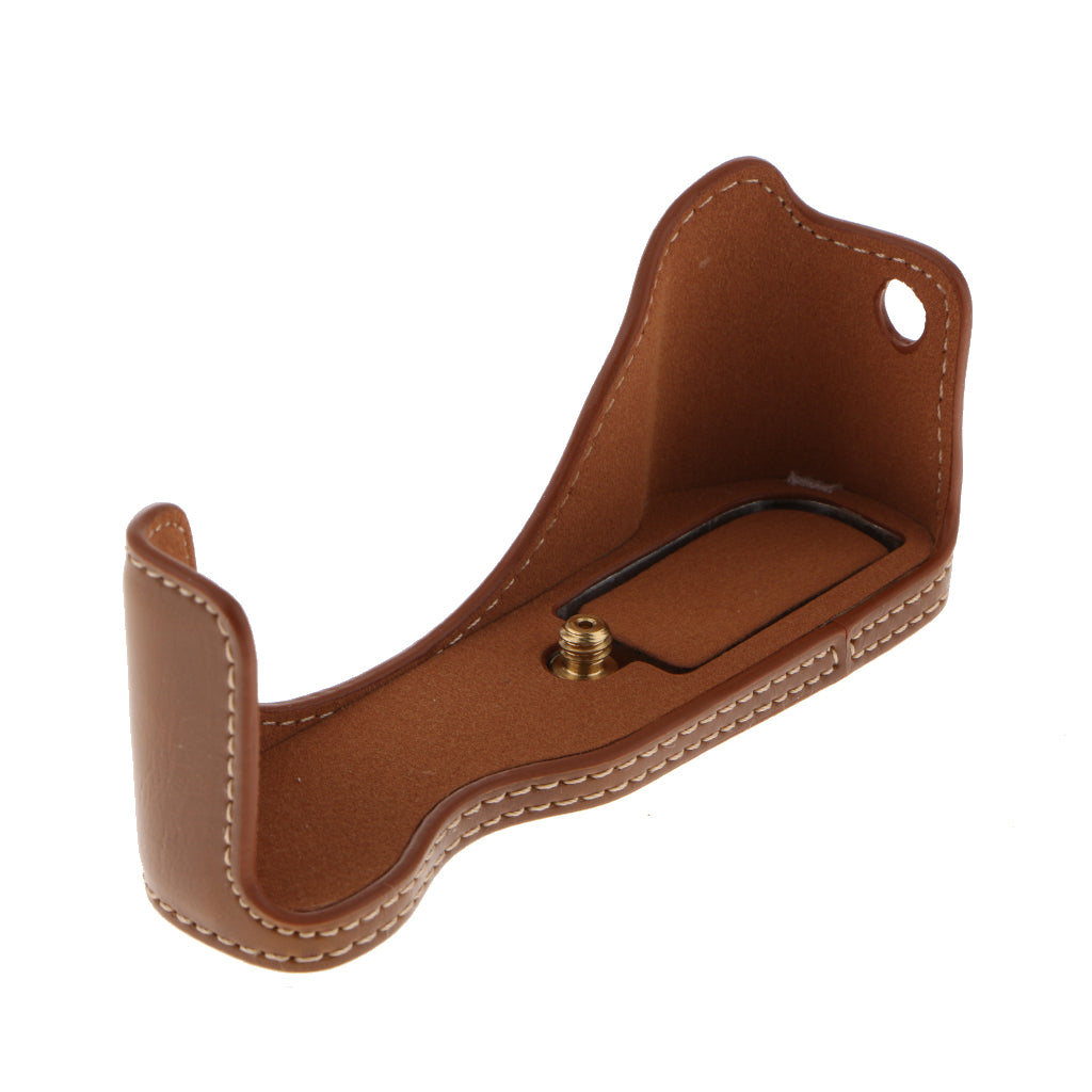 PU Leather Half Body Set Cover Hard Bag Bottom Case for Canon G7XII Brown