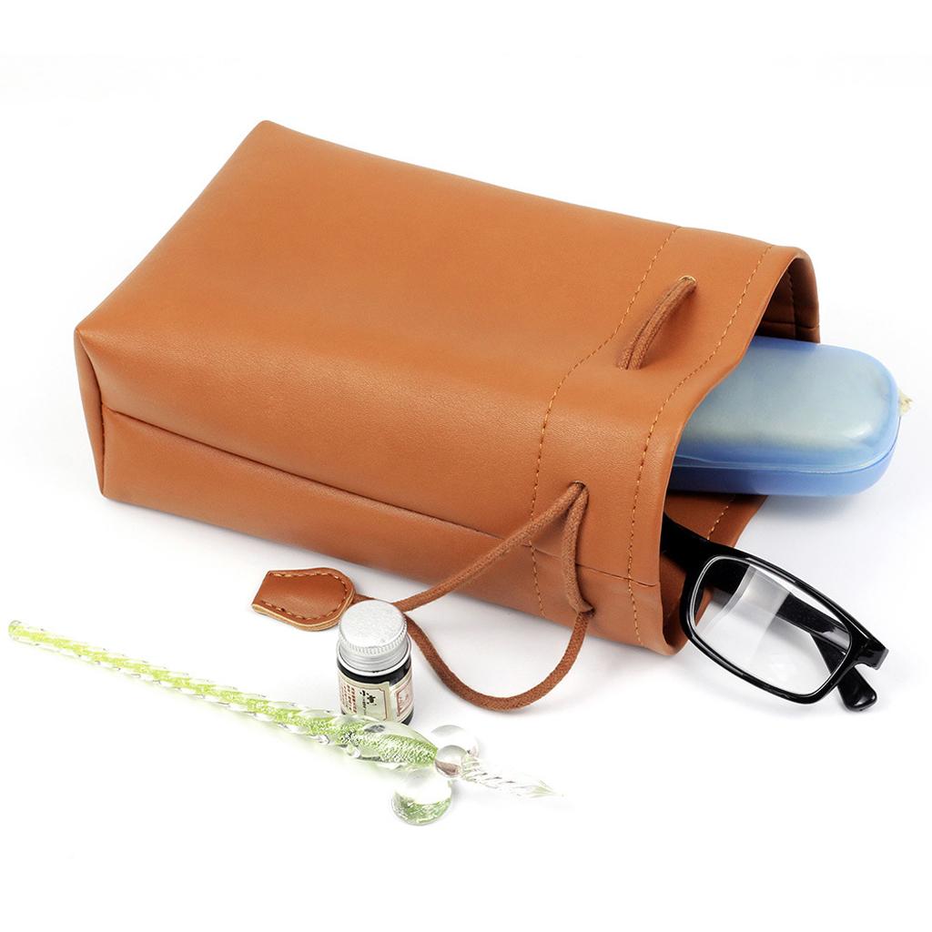 Leather Drawstring Bag Protection Case for Fujiflim Instax 9 8 7S 50S Brown