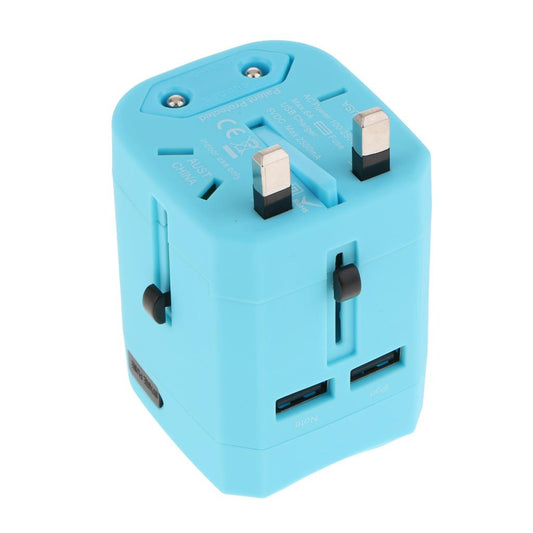 Universal-Conversion-Socket-Dual-USB-World-Travel-Plug-Adapter-Sky-Blue