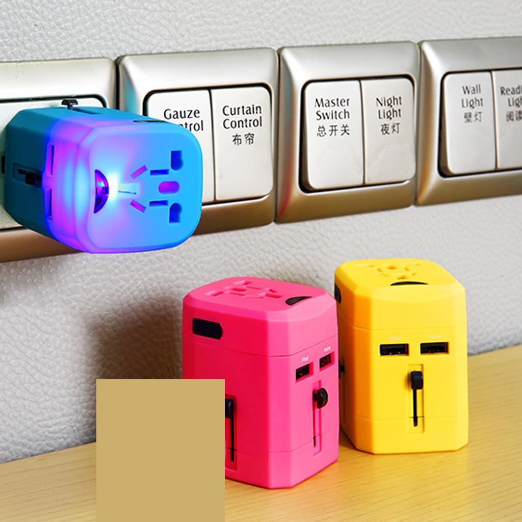 Universal Conversion Socket Dual USB World Travel Plug Adapter Sky Blue