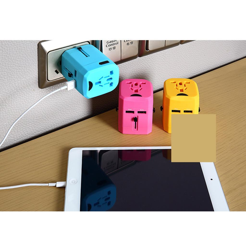 Universal Conversion Socket Dual USB World Travel Plug Adapter Sky Blue