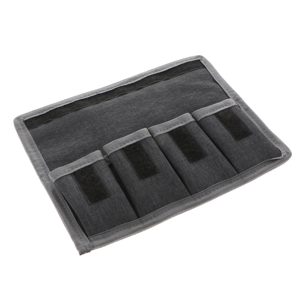 DSLR Battery Case Holder Storage Bag ( 4 Pocket ) for AA/AAA Battery and Canon LP E6 LP E8 LP E10 LP E12 Battery, Nikon EN EL14 EN EL15 Battery