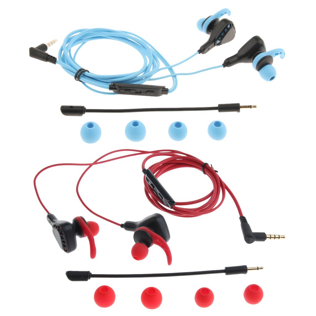 Gaming Earphones Earbuds Headphones with Microphone and Volume Control For PUBG Mobile, PS4, Xbox One, Nintendo Switch Red