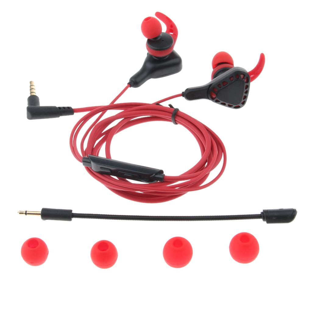 Gaming Earphones Earbuds Headphones with Microphone and Volume Control For PUBG Mobile, PS4, Xbox One, Nintendo Switch Red