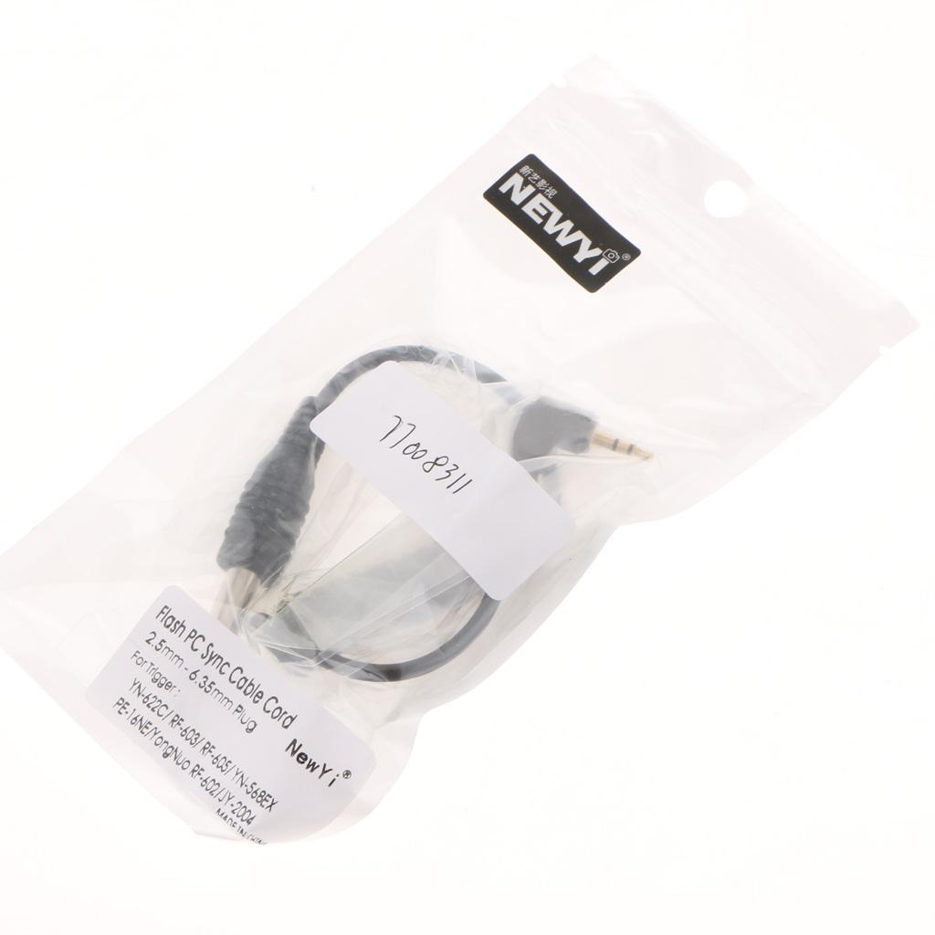 Max Length 3.3ft 2.5mm to 6.35mm Male Flash PC Sync Cable Spring Coiled Cord