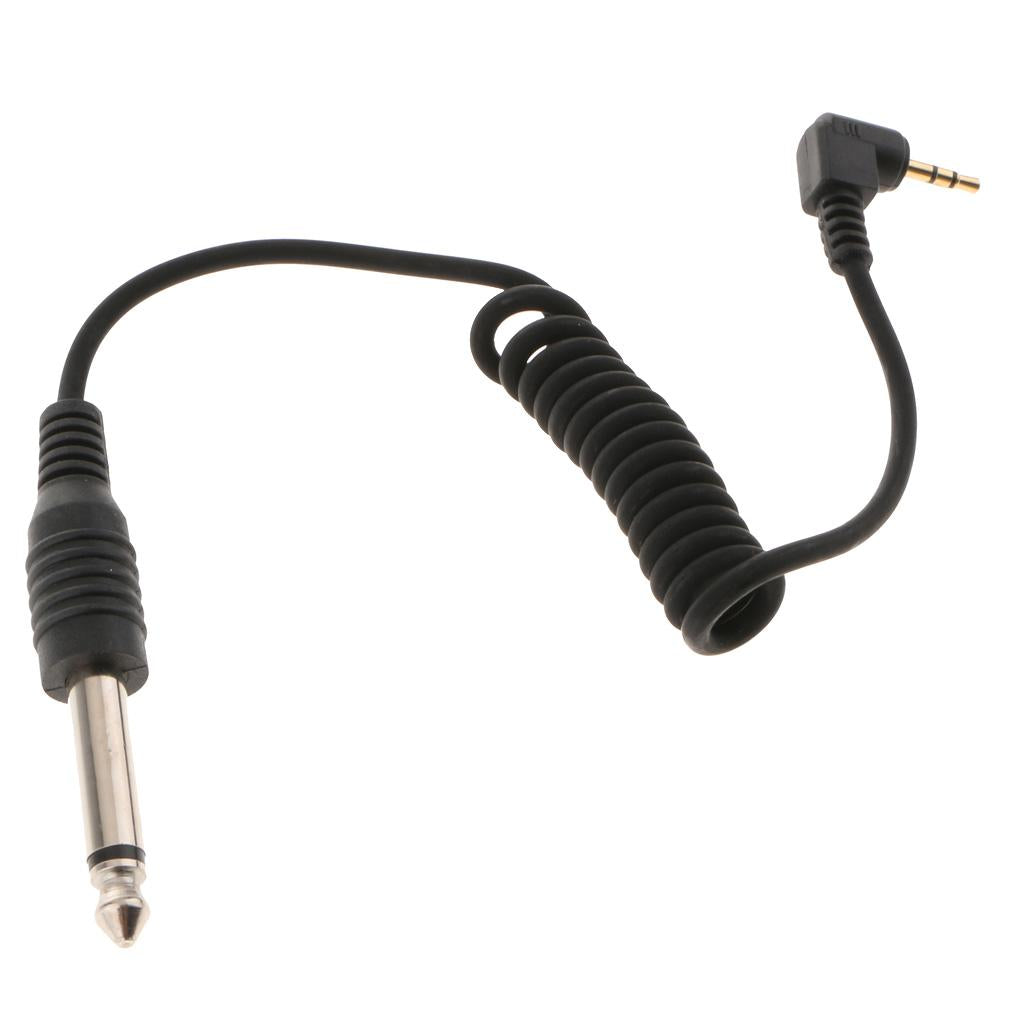Max Length 3.3ft 2.5mm to 6.35mm Male Flash PC Sync Cable Spring Coiled Cord