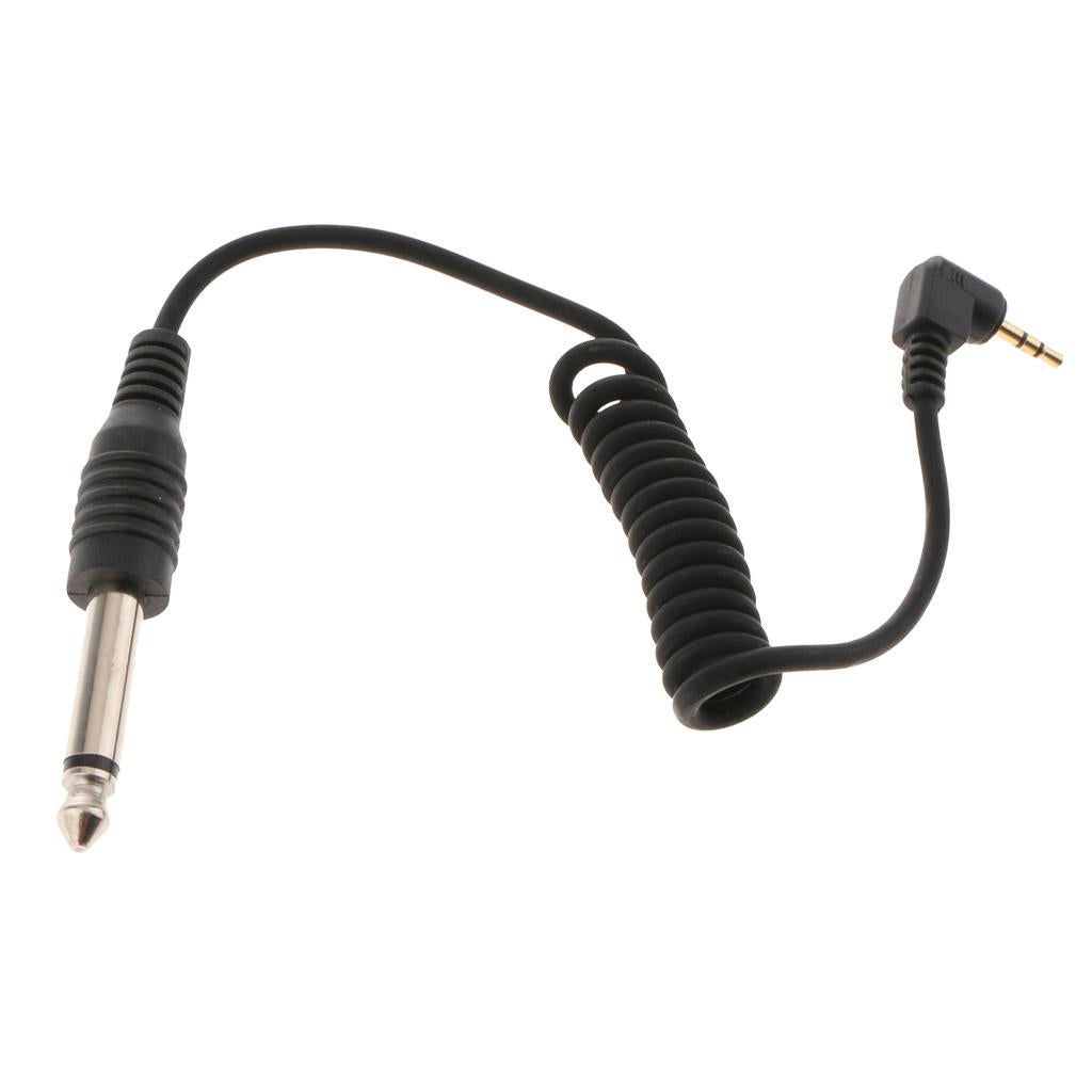 Max Length 3.3ft 2.5mm to 6.35mm Male Flash PC Sync Cable Spring Coiled Cord