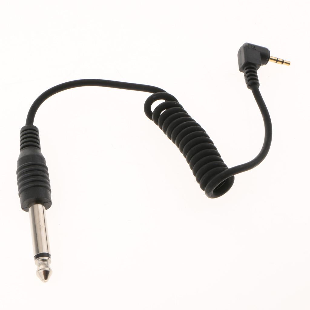 Max Length 3.3ft 2.5mm to 6.35mm Male Flash PC Sync Cable Spring Coiled Cord