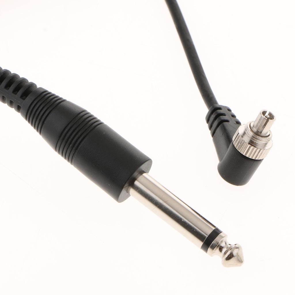 6.35mm 1/4" to Male Flash PC Sync Cable Coiled Cord with Screw Lock for DSLR