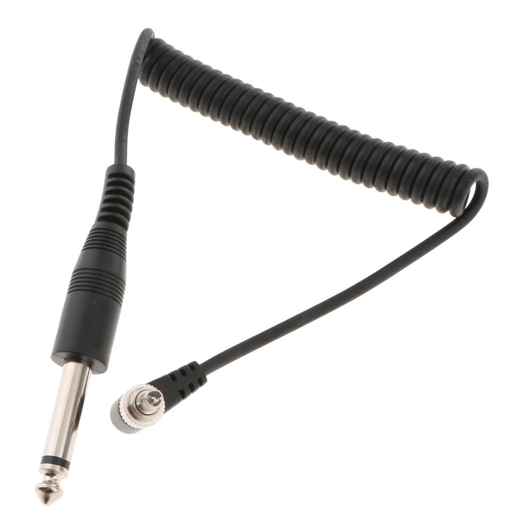 6.35mm 1/4" to Male Flash PC Sync Cable Coiled Cord with Screw Lock for DSLR