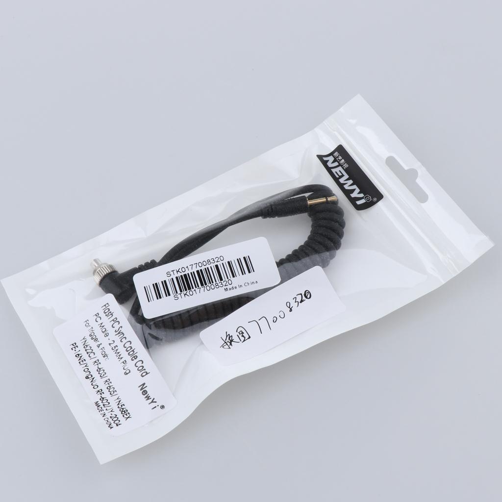 2.5mm to Male Flash PC Sync Cable Cord with Screw Lock for Canon 7D 5D II 1D