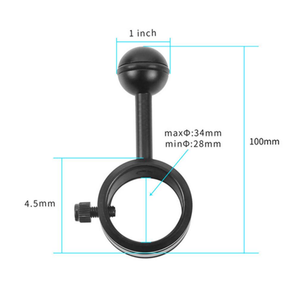 Universal Underwater Photography Flashlight Ball Head Clip Mount Bracket