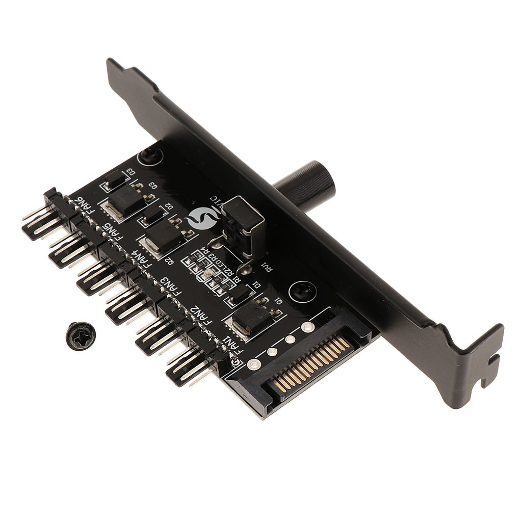 SATA Power PCI Cooling Fan Speed Controller 6 Channels PC Case Fans Adapter