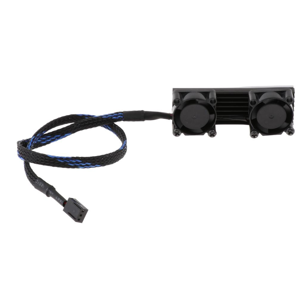 PCIE M.2 SSD 2280 3 Pin Dual Active Cooling Fan Heatsink Radiator Fin Thermal Pad Black