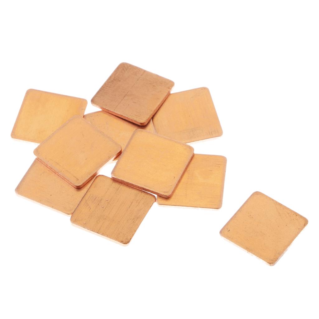 10 Pieces GPU CPU Thermal Heatsink Copper Pad, 0.59x0.59x0.05inch