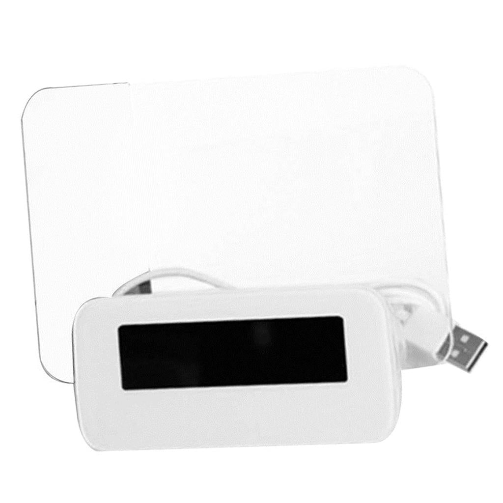 USB LED Digital Fluorescent Message Board Clock Alarm with Temperature Calendar Snooze Alarm and 16 Songs(MKA White + Blue)