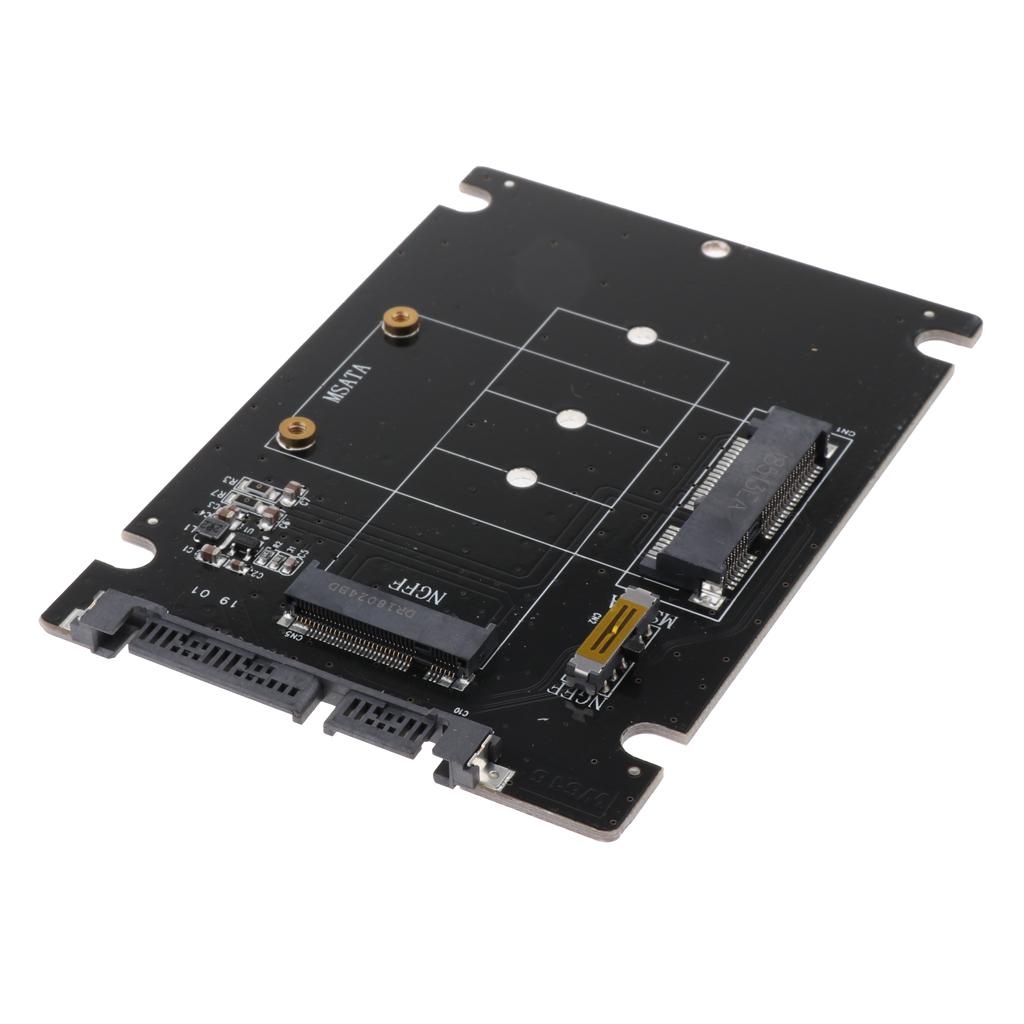 M.2 or MSATA to SATA Adapter, 2-in-1 Card Support SATA or Ngff B Key