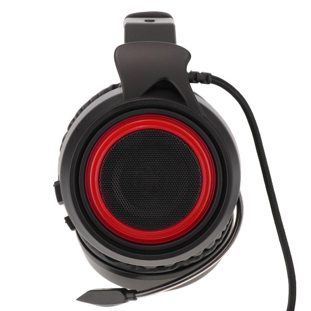 Gaming Headset Stereo Headphone Over-ear Earphone with Microphone black+red
