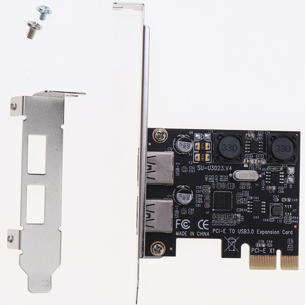 PCI-E USB 3.0 Hub Adapter Expansion Card 2 USB Port 5Gbps Transmission