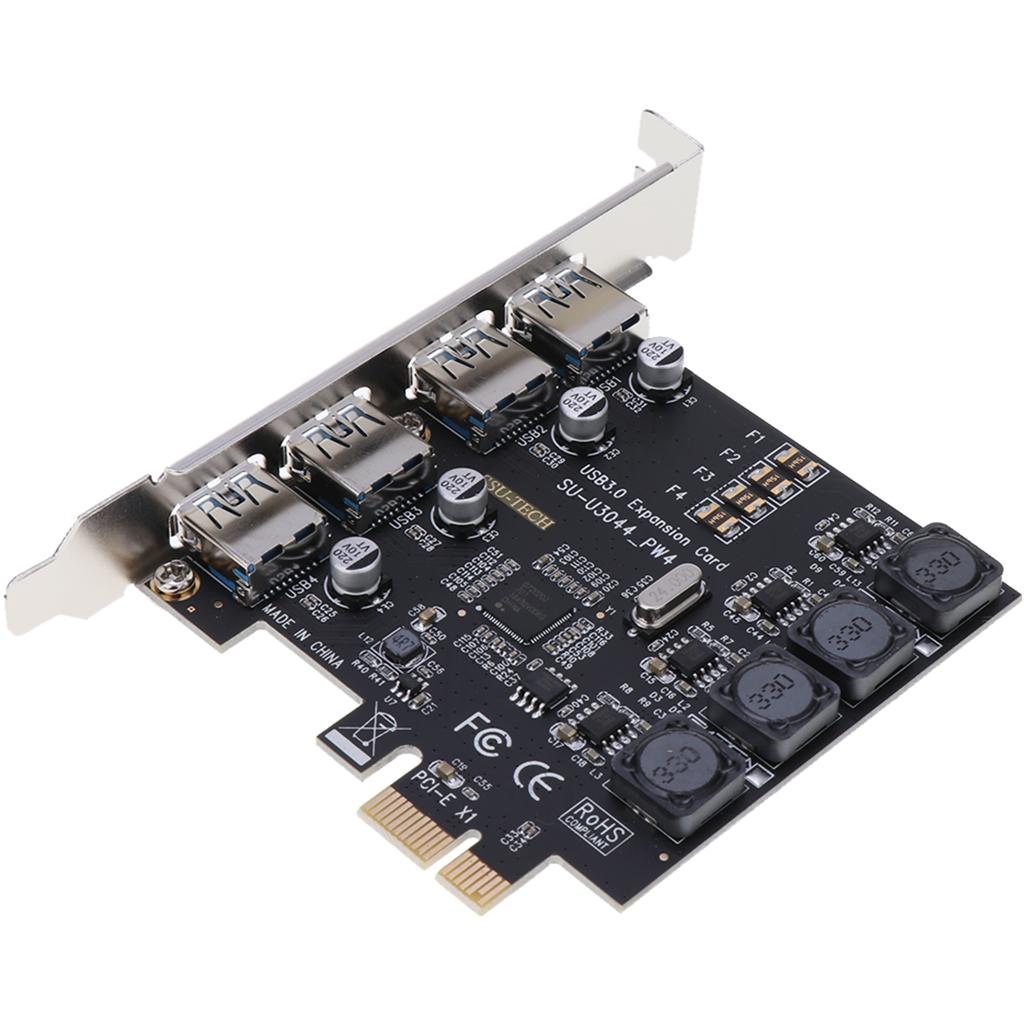 PCI-E USB 3.0 Hub Adapter Expansion Card 4 USB Port 5Gbps Transmission