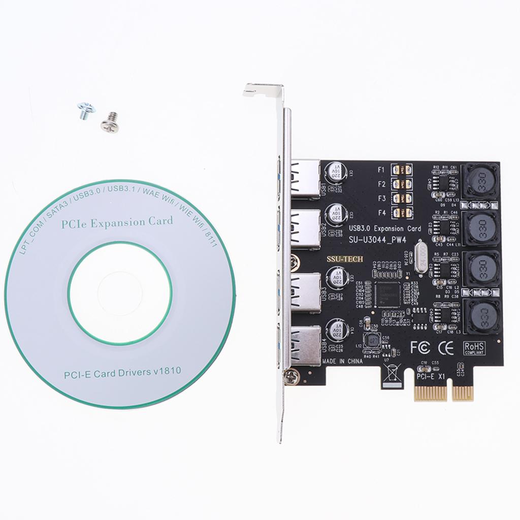 PCI-E USB 3.0 Hub Adapter Expansion Card 4 USB Port 5Gbps Transmission
