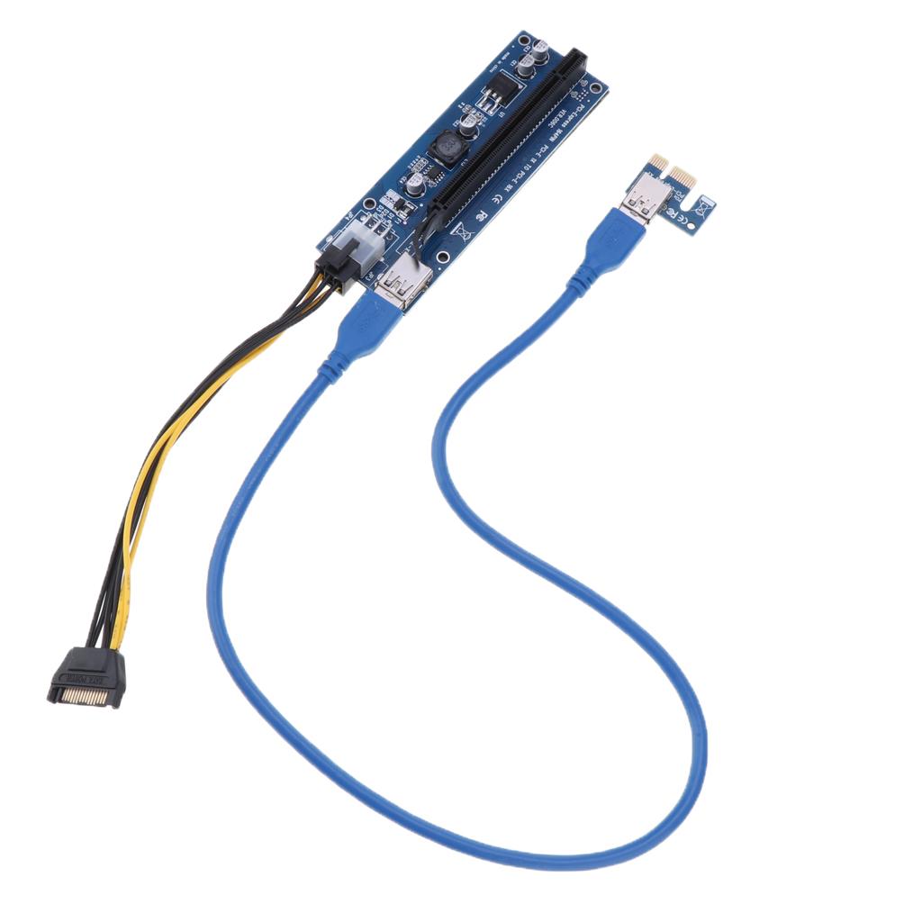 USB 3.0 Express 1x to 16x PCI-E Extender Riser Card Adapter Cable 6 Pin