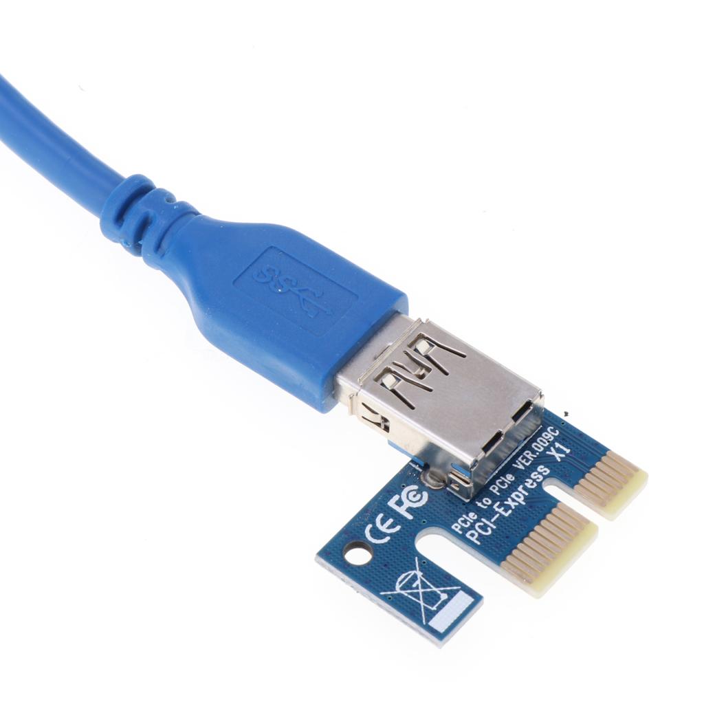 USB 3.0 Express 1x to 16x PCI-E Extender Riser Card Adapter Cable 6 Pin