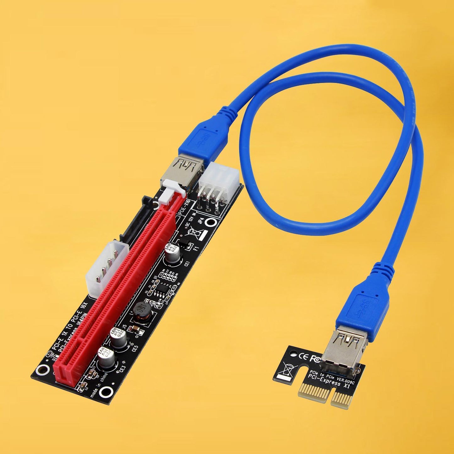 USB 3.0 Express 1x to 16x PCI-E GPU Extender Riser Card Adapter Cable 6 Pin