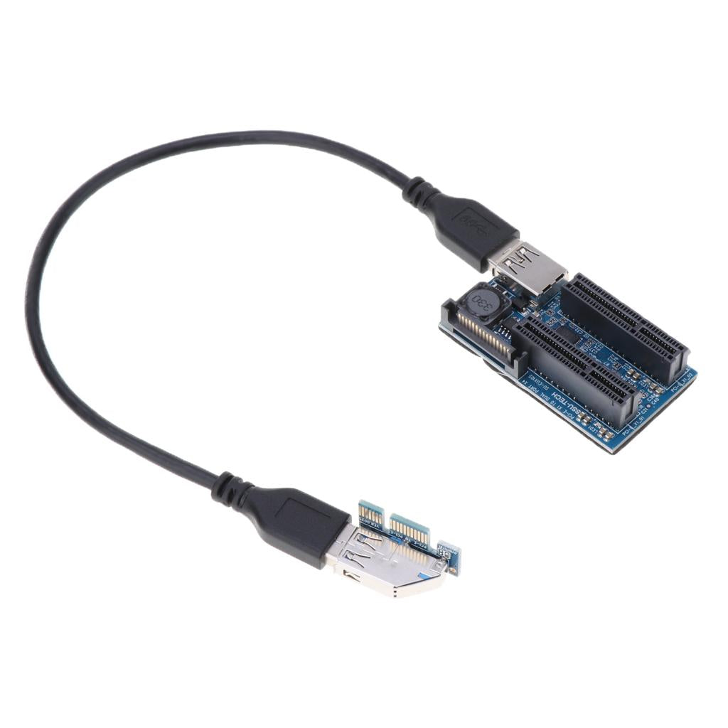 PCI-E X1 to X4 Powered Riser Graphics Extension Adapter Card USB 3.0 Cable