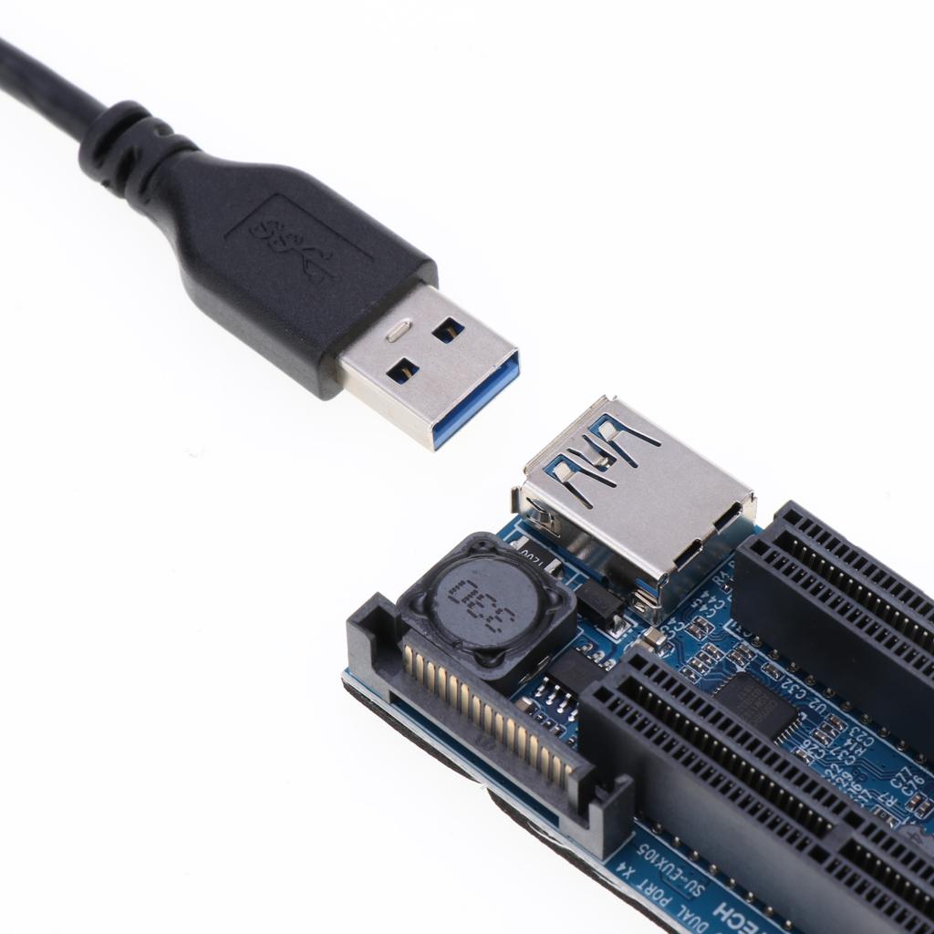 PCI-E X1 to X4 Powered Riser Graphics Extension Adapter Card USB 3.0 Cable