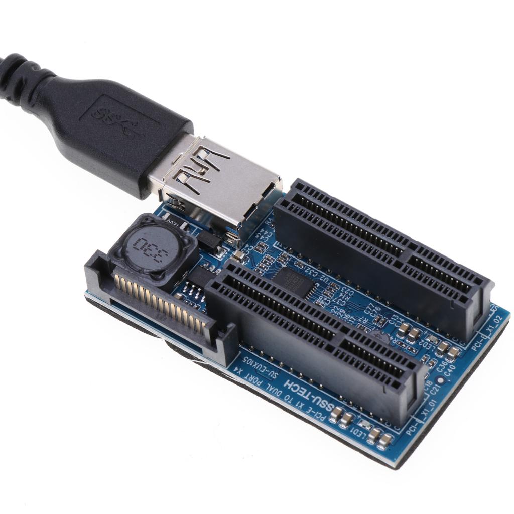 PCI-E X1 to X4 Powered Riser Graphics Extension Adapter Card USB 3.0 Cable