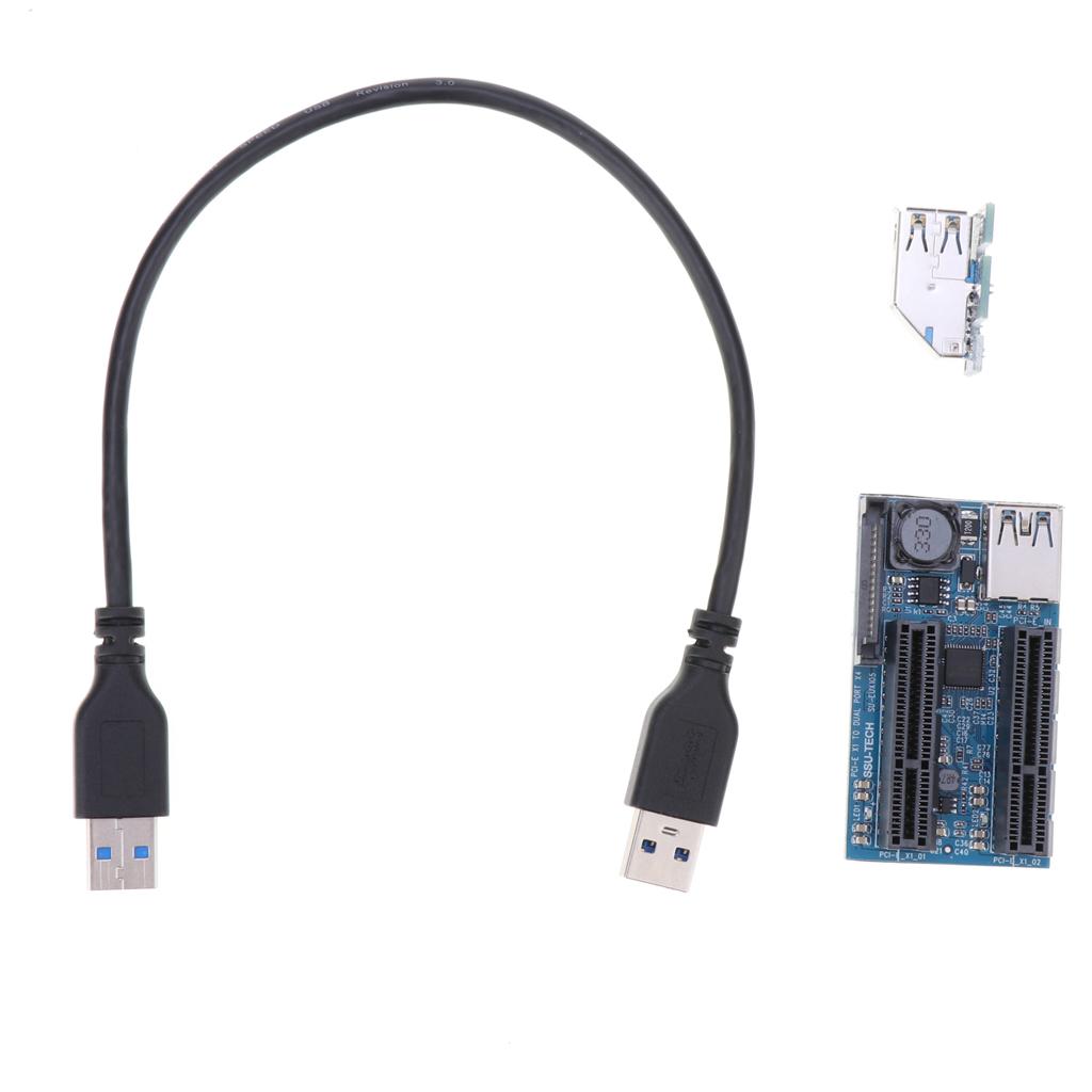 PCI-E X1 to X4 Powered Riser Graphics Extension Adapter Card USB 3.0 Cable