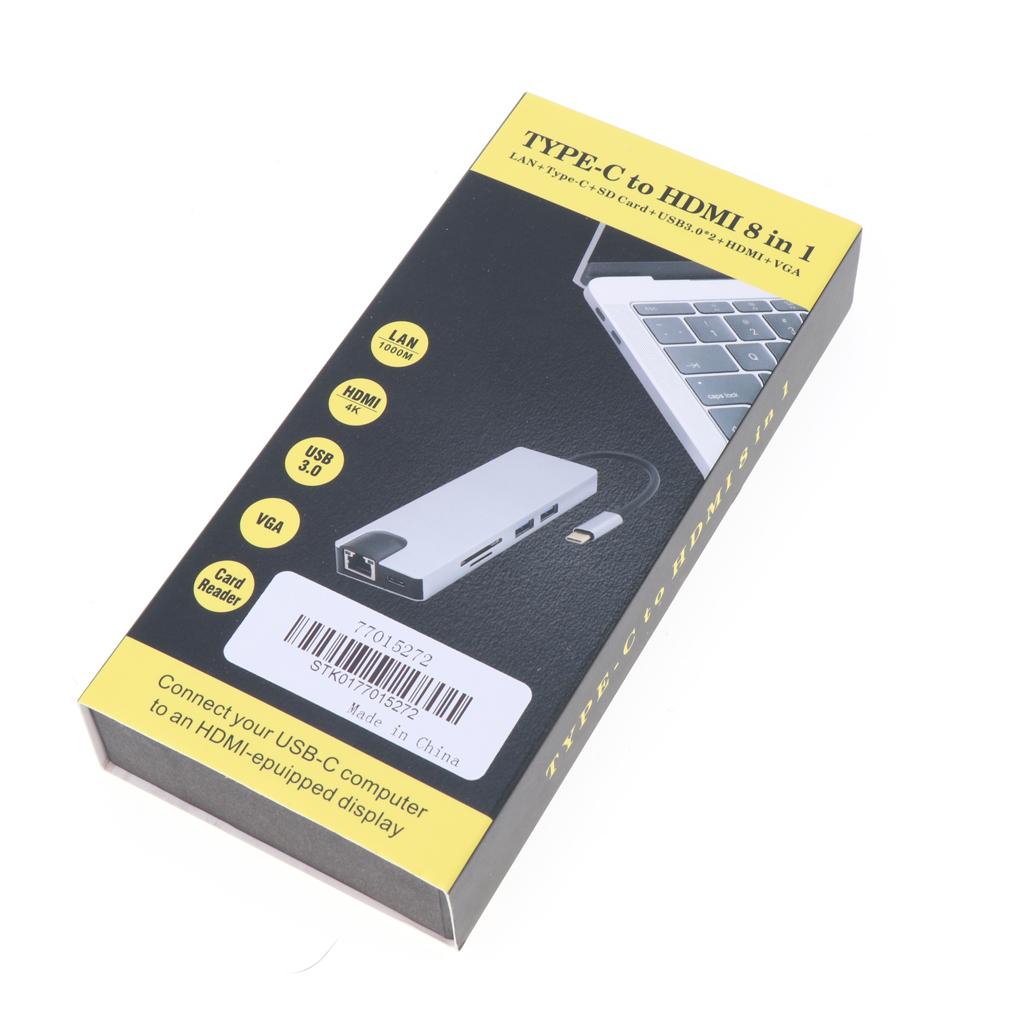 Slim Type-C HUB to HDMI 4K VGA Adapter For SD/Micro SD Card Reader